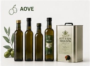 Varios formatos de aceite de oliva embotellado por Josefrans